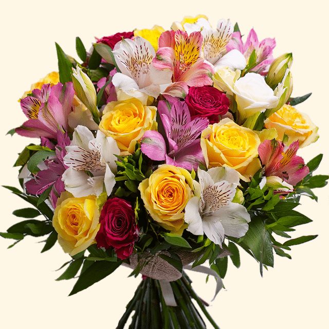 Bouquet di Rose colorate e Alstroemeria Flower delivery in Rome
