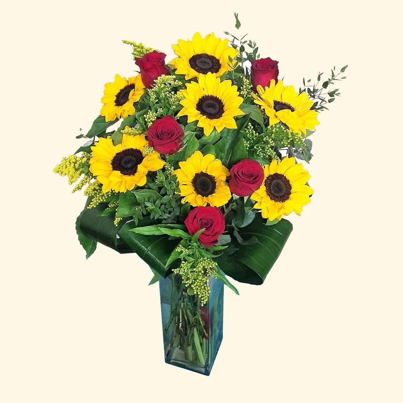 Bouquet di rose rosse e girasoli Flower delivery in Rome