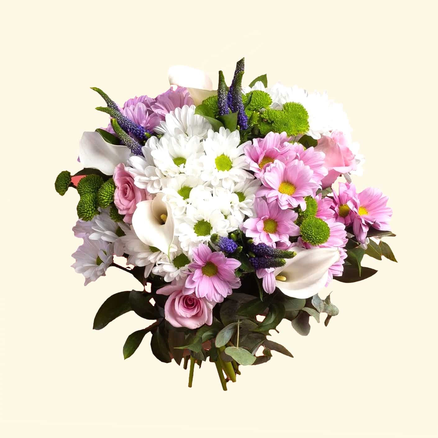 Flower delivery in Rome - Bouquet di San Carlino colorato, Santino verde, rosa e Calle bianche