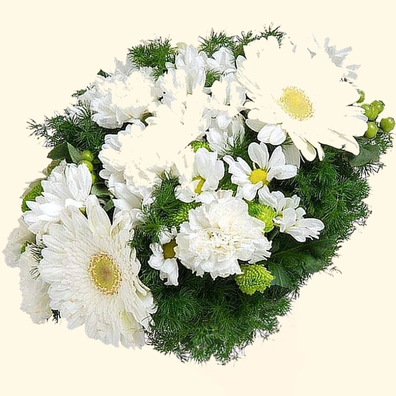 Flower delivery in Rome-Bouquet bianco di Gerbere, Garofani e margherite