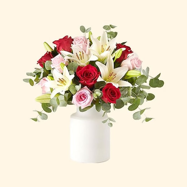 Consegna a domicilio a Roma Bouquet di rose rosse e rosa