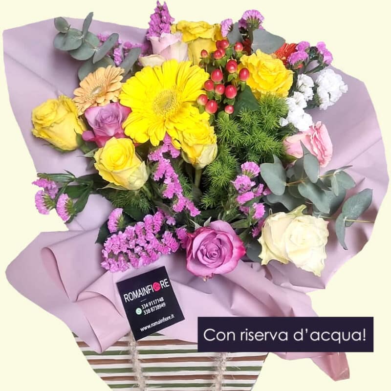 Bouquet di Fiori Freschi con riserva d'acqua. Consegniamo a Roma in giornata a domicilio