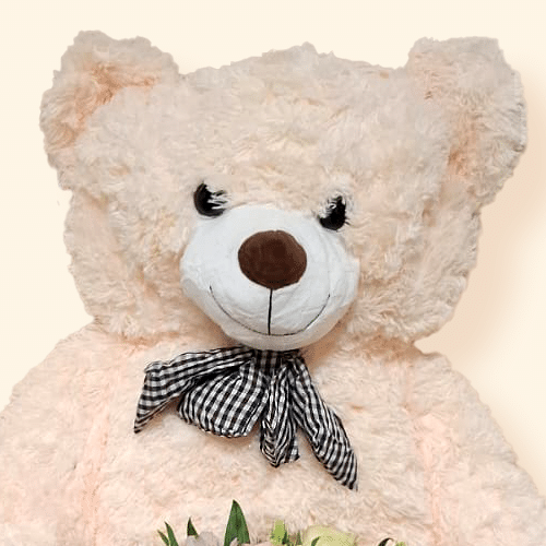 Oversize Bouquet Made with Mixed Flowers and Teddy Bear (120 cm) Delivery in Roma